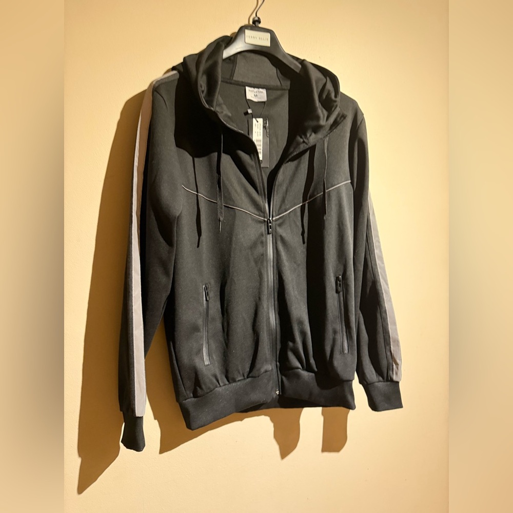 Black and Gray Zip-Up Running Hoodie